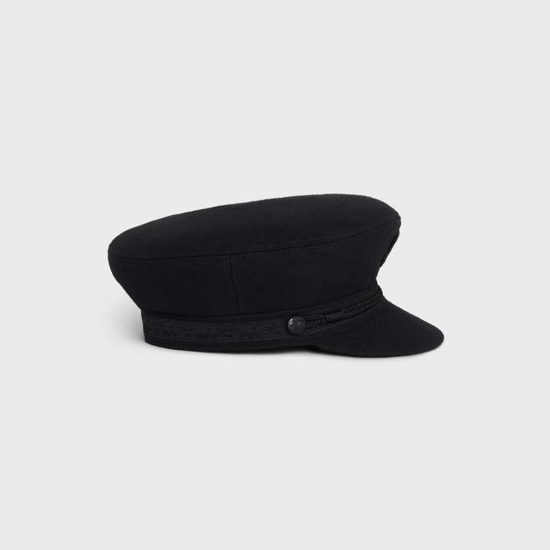 Black Celine triomphe sailor in wool cloth Cap | CL-591724