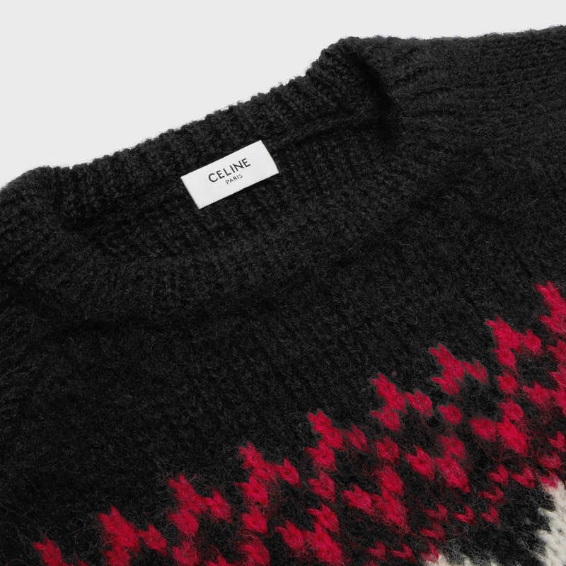 Black / Red / Off White Celine boxy in snowflake wool Knitwear | CL-592104