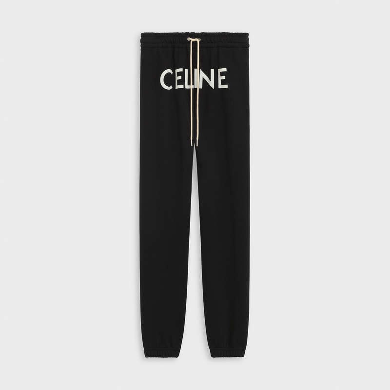 Black / white Celine TRACK IN COTTON FLEECE Pants | CL-592031