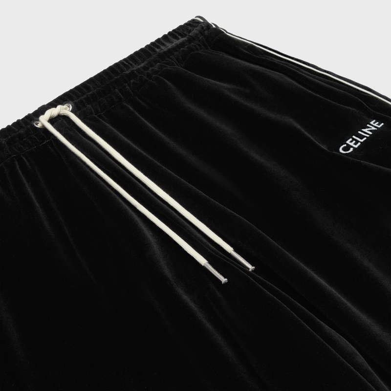 Black / white Celine straight track in velvet jersey Pants | CL-592038