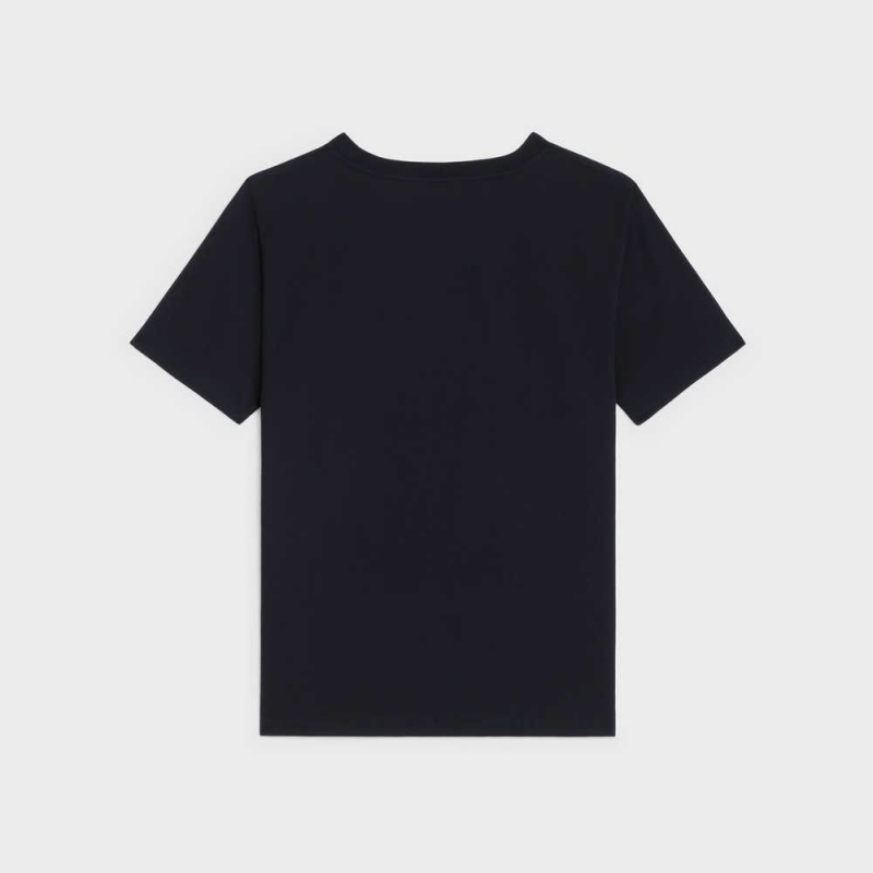 Black / white Celine wiltern in cotton jersey T-shirts | CL-592772