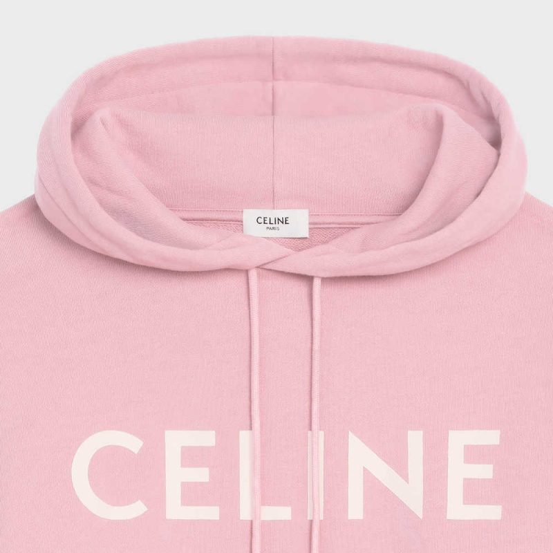 Blossom pink/ off white Celine Loose hoodie in Cotton fleece Sweatshirts | CL-592806