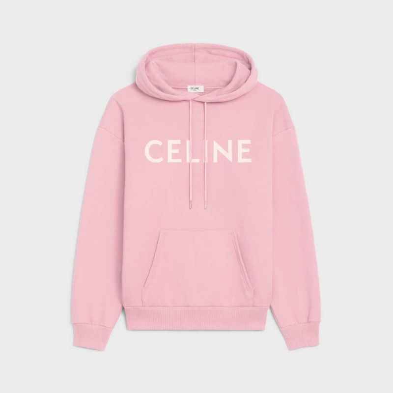 Blossom pink/ off white Celine Loose hoodie in Cotton fleece Sweatshirts | CL-592806