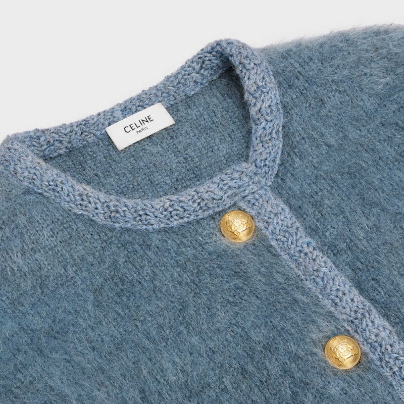 Blue Celine Cardigan in brushed mohair Knitwear | CL-592697