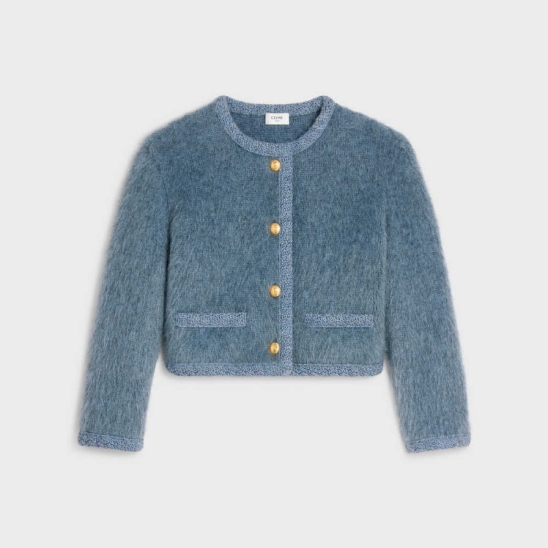 Blue Celine Cardigan in brushed mohair Knitwear | CL-592697