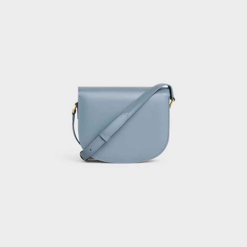 Blue Grey Celine BESACE CLEA in shiny calfskin Triomphe | CL-593220