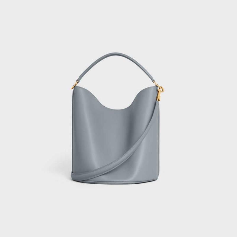 Blue Grey Celine Bucket Bag in Smooth Calfskin 16 | CL-593255