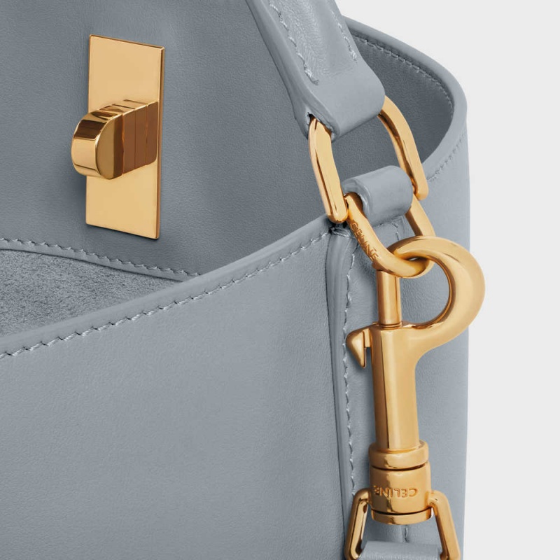 Blue Grey Celine Bucket Bag in Smooth Calfskin 16 | CL-593255