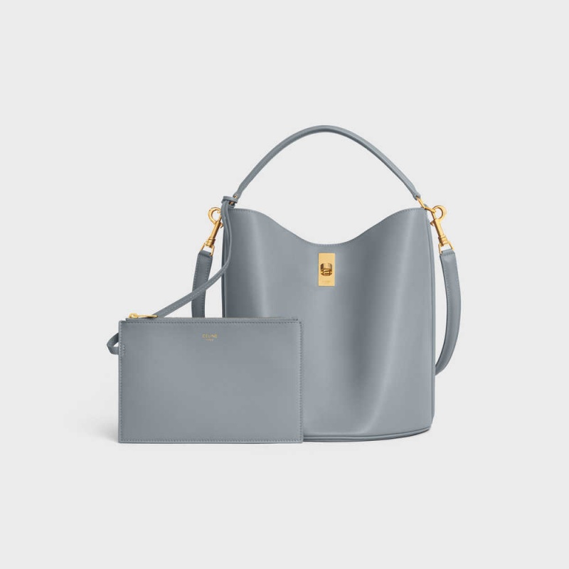 Blue Grey Celine Bucket Bag in Smooth Calfskin 16 | CL-593255