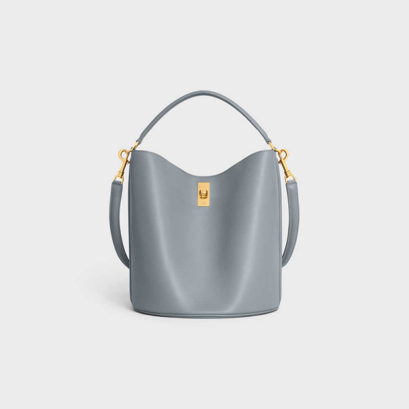 Blue Grey Celine Bucket Bag in Smooth Calfskin 16 | CL-593255