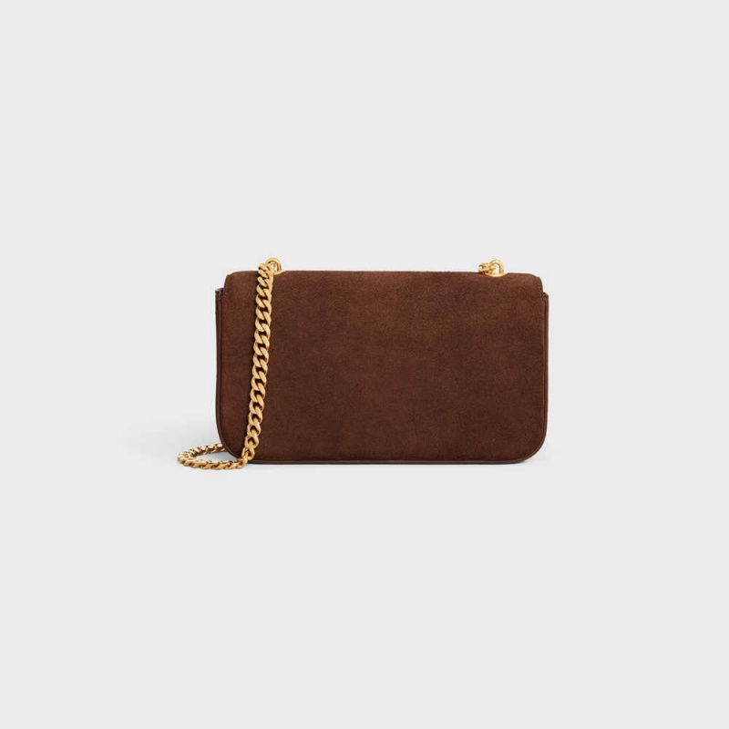 Brown Celine CHAIN SHOULDER BAG in SUEDE CALFSKIN Triomphe | CL-593229