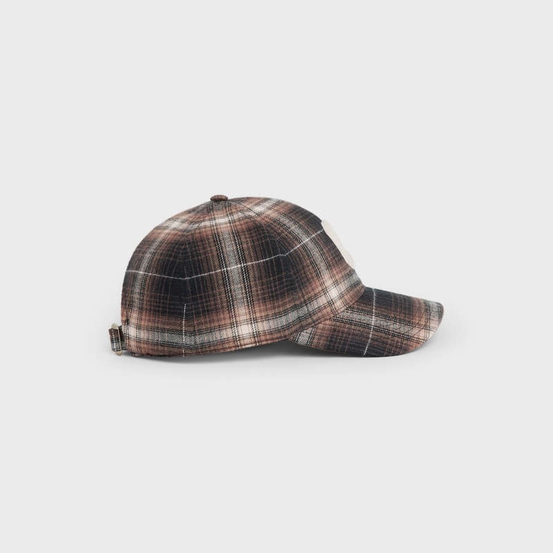 Brown Celine Initial in checked cotton Cap | CL-591699