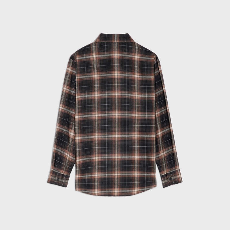 Brown Celine oversized in cotton checks Shirts | CL-592156