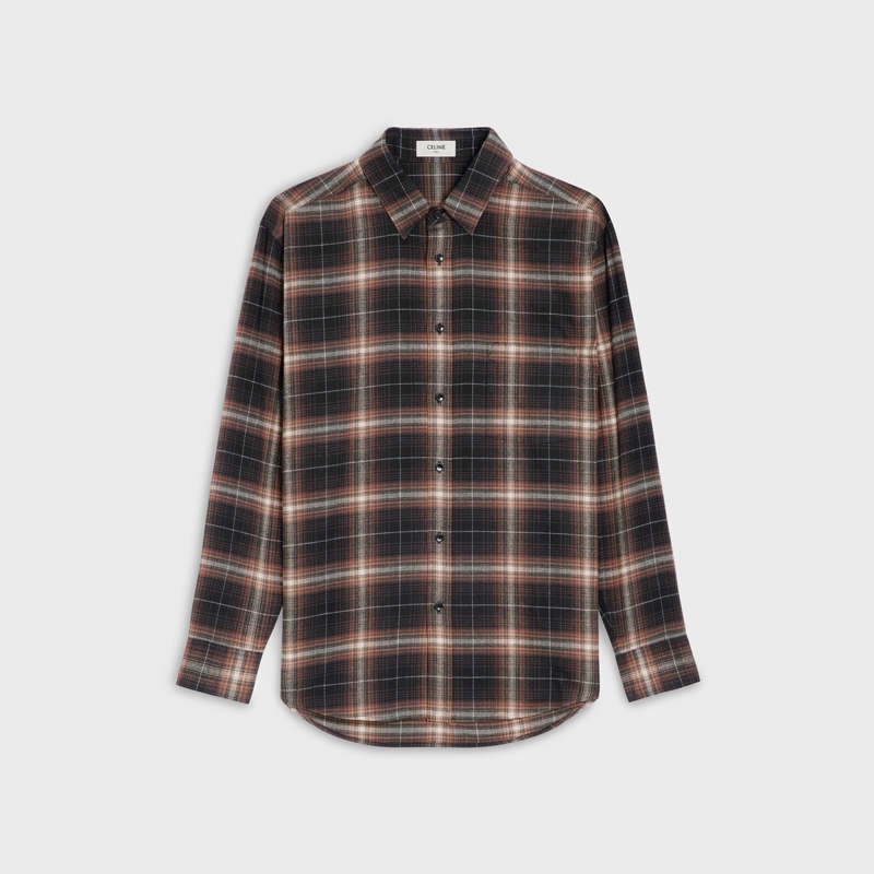 Brown Celine oversized in cotton checks Shirts | CL-592156