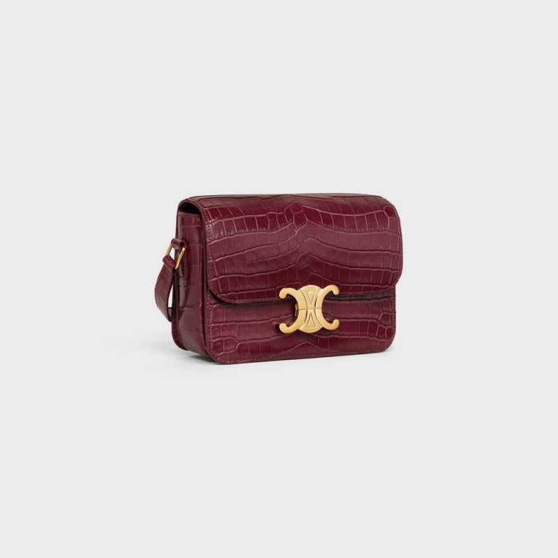 Burgundy Celine Teen Bag in Niloticus Crocodile Triomphe | CL-593209