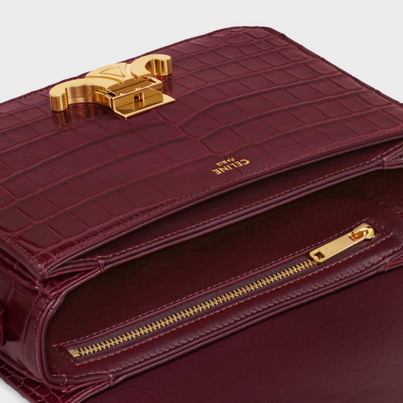 Burgundy Celine Teen Bag in Niloticus Crocodile Triomphe | CL-593209