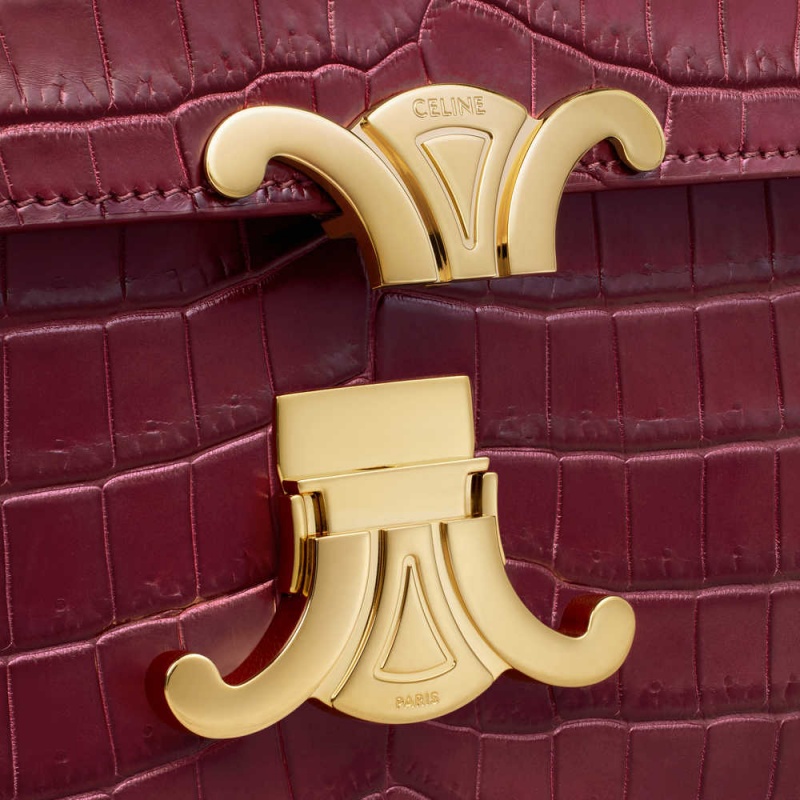 Burgundy Celine Teen Bag in Niloticus Crocodile Triomphe | CL-593209