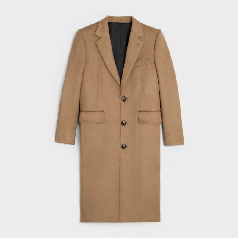 CAMEL/GRIS Celine Chesterfield in brushed cashmere Coats | CL-592624