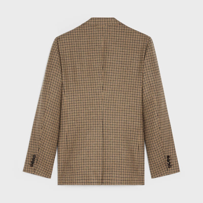 CAMEL/MARRON/BRUN Celine CLASSIC IN CHECKED WOOL Jackets | CL-591986