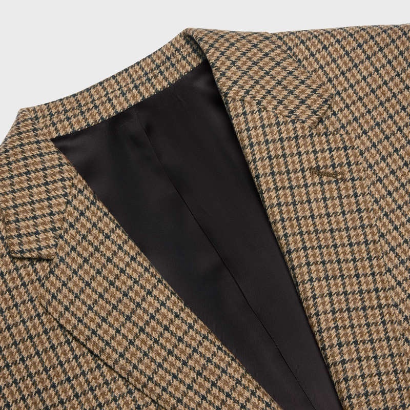 CAMEL/MARRON/BRUN Celine CLASSIC IN CHECKED WOOL Jackets | CL-591986