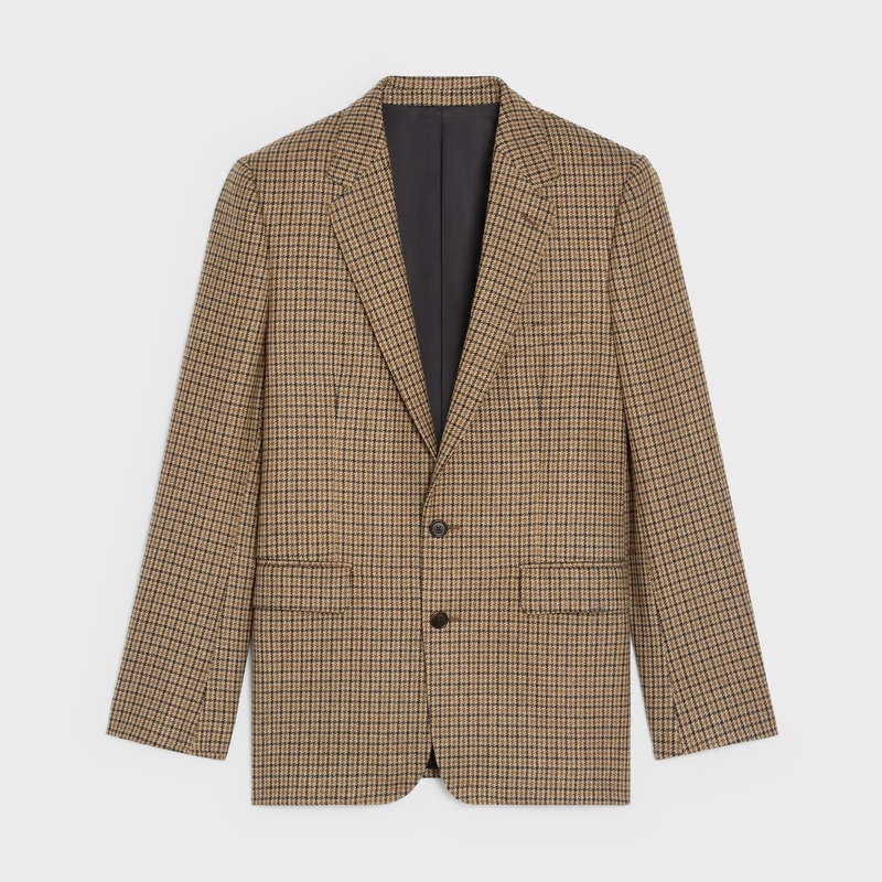 CAMEL/MARRON/BRUN Celine CLASSIC IN CHECKED WOOL Jackets | CL-591986