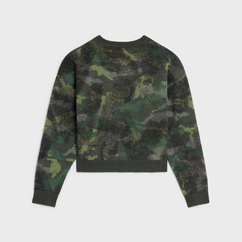 CAMOUFLAGE Celine boxy cropped in camouflage wool Knitwear | CL-592105