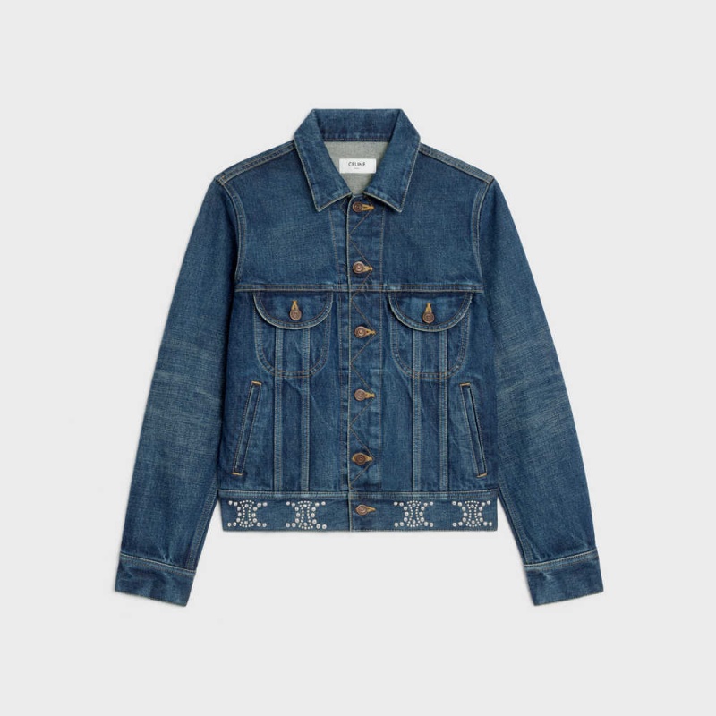 CLEAN DARK UNION WASH Celine Trucker in clean dark union wash denim Jackets | CL-592632