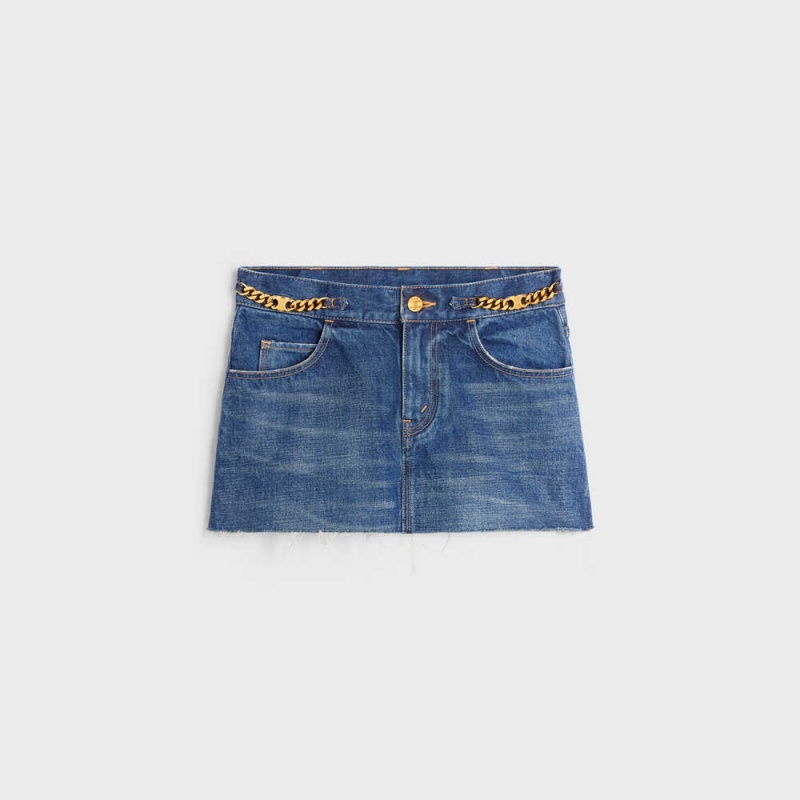 CLEAN DARK UNION WASH Celine mini in clean dark union wash denim Skirts | CL-592883