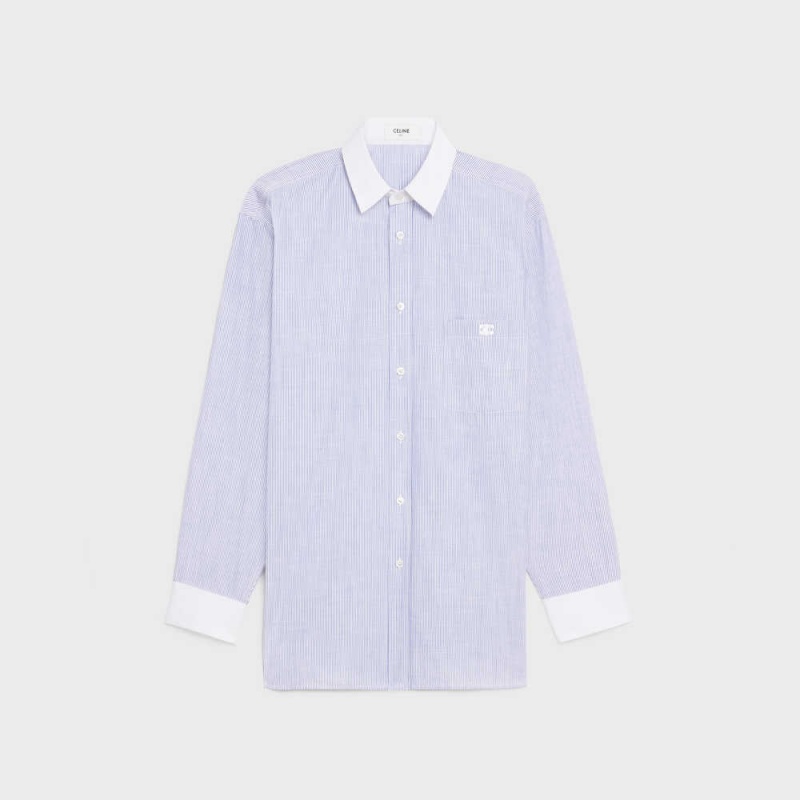 CRAIE/BLEU Celine oversized in striped cotton Shirts | CL-592825