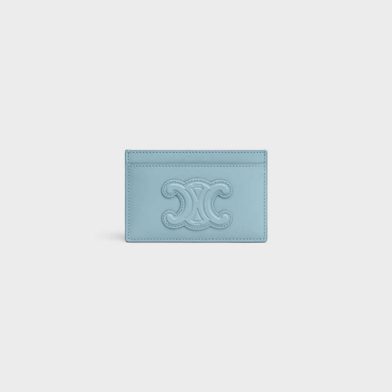 California Blue Celine CUIR TRIOMPHE SHINY CALFSKIN Card Holders | CL-592956