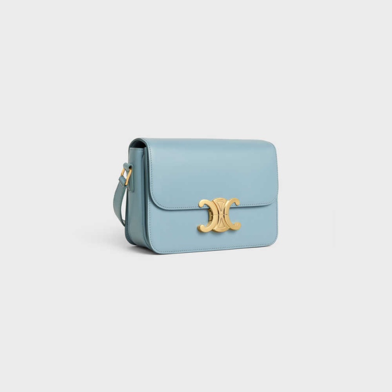 California Blue Celine Teen Bag in shiny calfskin Triomphe | CL-593201