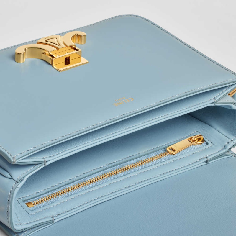 California Blue Celine Teen Bag in shiny calfskin Triomphe | CL-593201