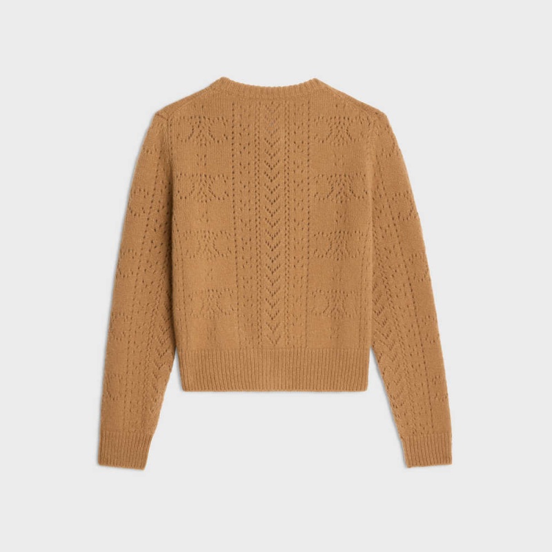 Camel Celine Cardigan in cashmere and silk pointelle Knitwear | CL-592690