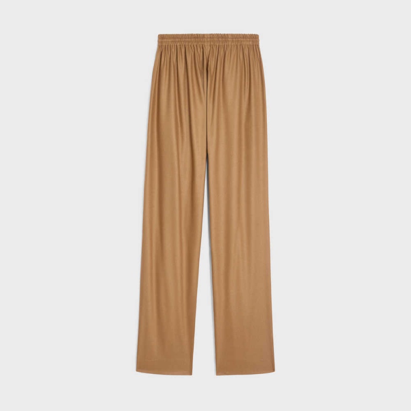 Camel Celine straight jogging in cashmere flannel Pants | CL-592752