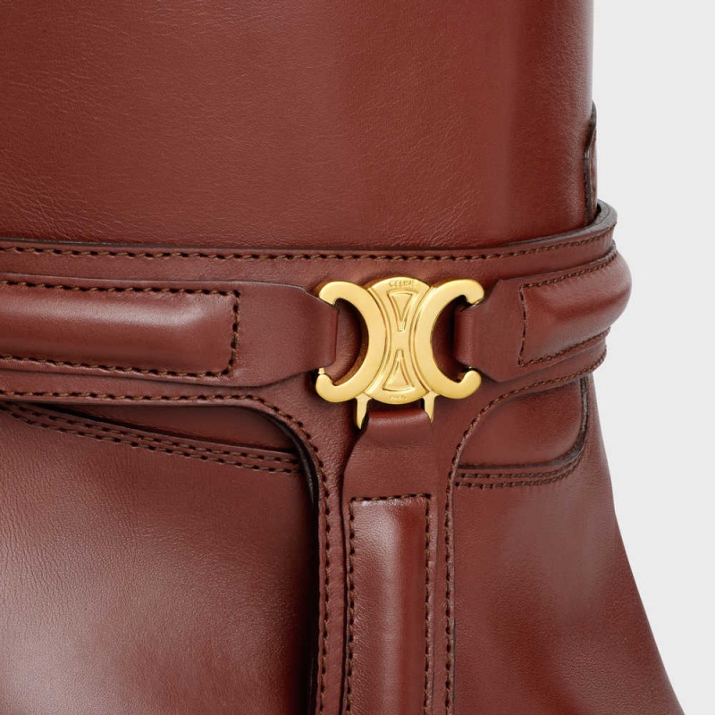 Caramel Celine VERNEUIL TRIOMPHE HARNESS LOW in Calfskin Boots | CL-592492