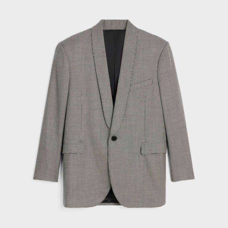 Craie/Noir Celine boxy in cashmere wool Jackets | CL-592000