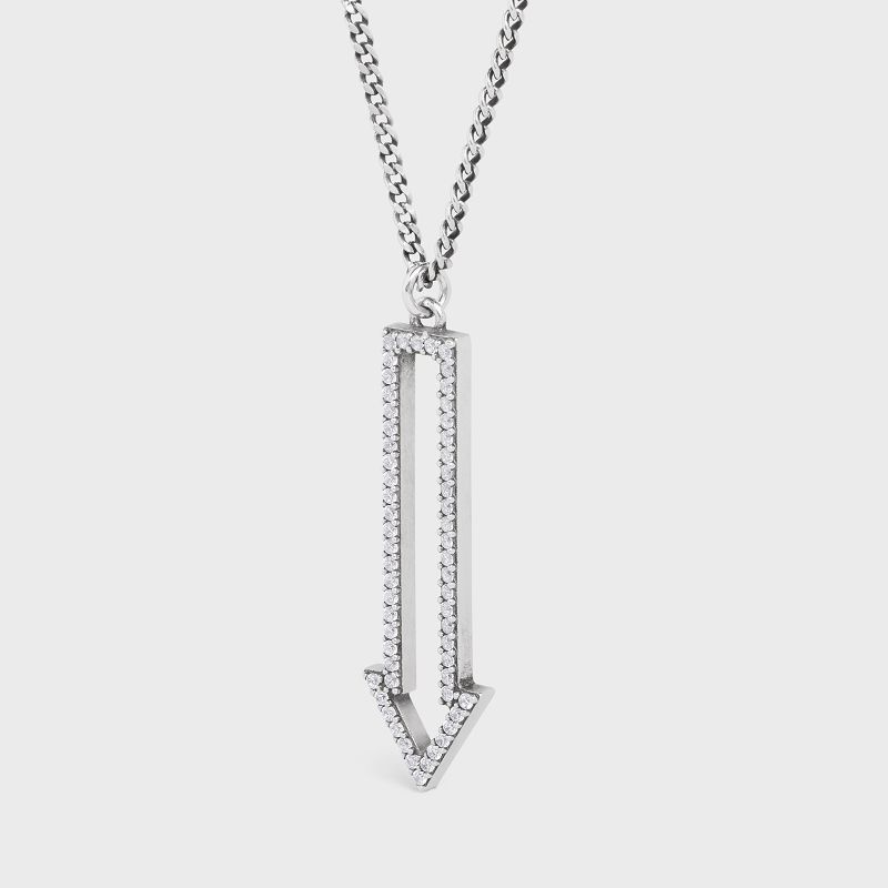 Crystal Celine Arrow in Brass with Rhodium Finish and Crystals Necklaces | CL-591667