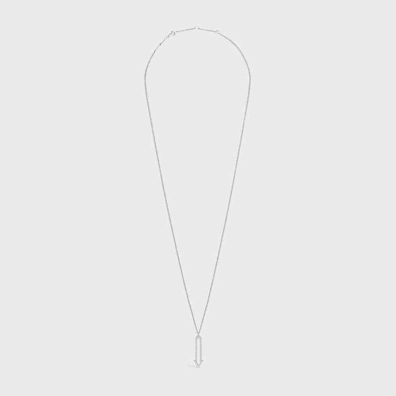 Crystal Celine Arrow in Brass with Rhodium Finish and Crystals Necklaces | CL-591667