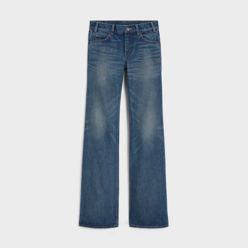 DARK UNION WASH Celine low flare jeans in dark union wash denim Pants | CL-592723