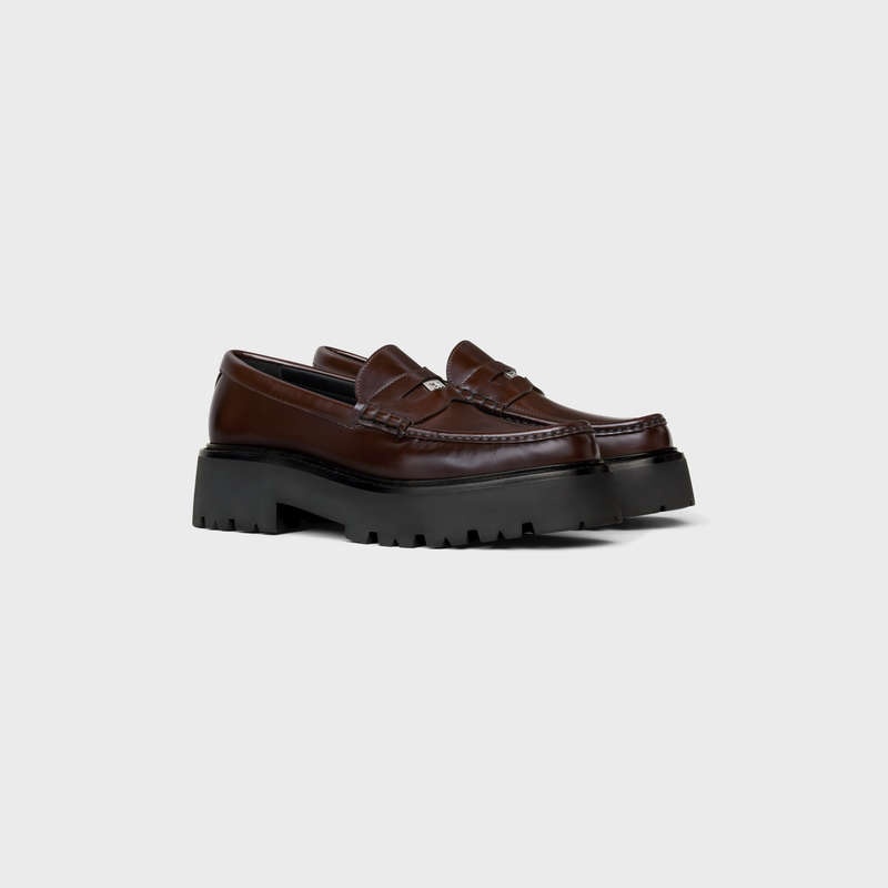 Dark Brown Celine BULKY PENNY CHUNKY in POLISHED BULLSKIN Loafers | CL-591881