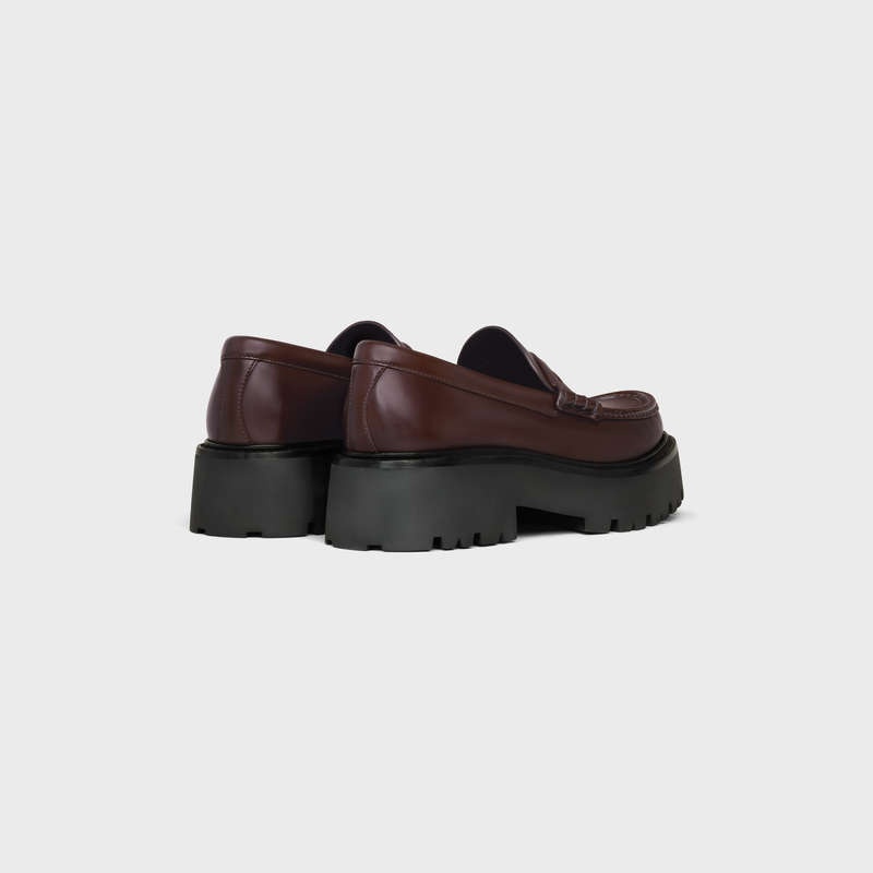 Dark Brown Celine BULKY PENNY CHUNKY in POLISHED BULLSKIN Loafers | CL-591881