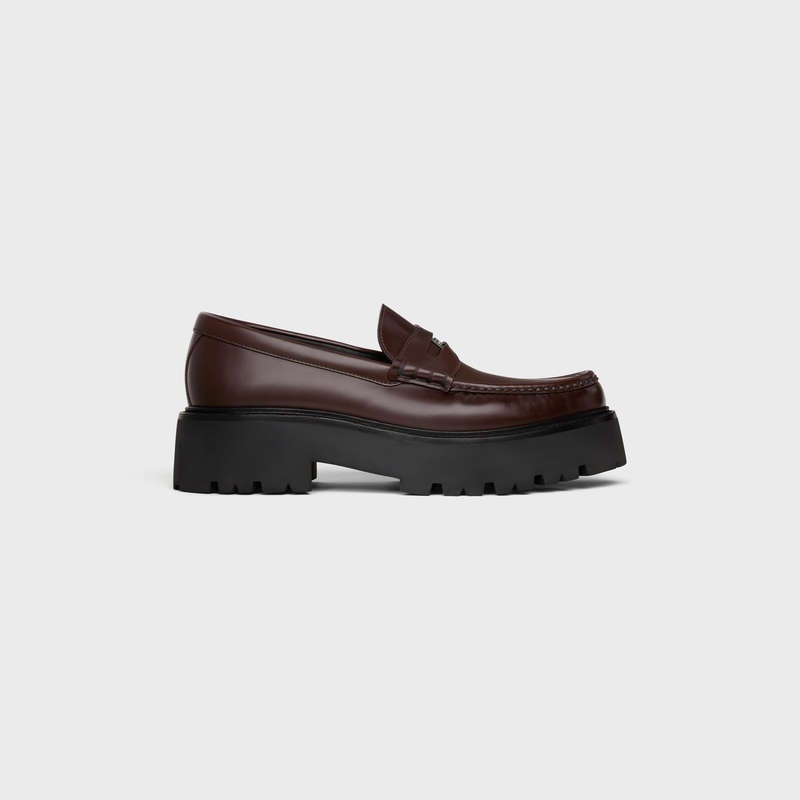 Dark Brown Celine BULKY PENNY CHUNKY in POLISHED BULLSKIN Loafers | CL-591881