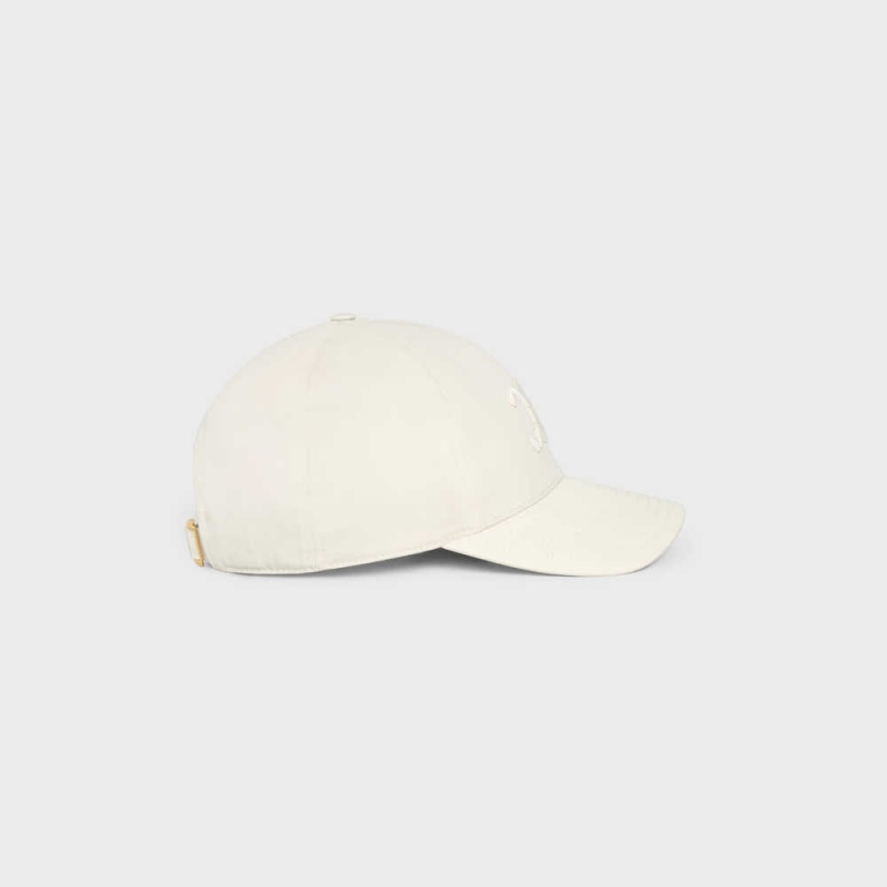 ECRU Celine TRIOMPHE BASEBALL IN COTTON Cap | CL-592357