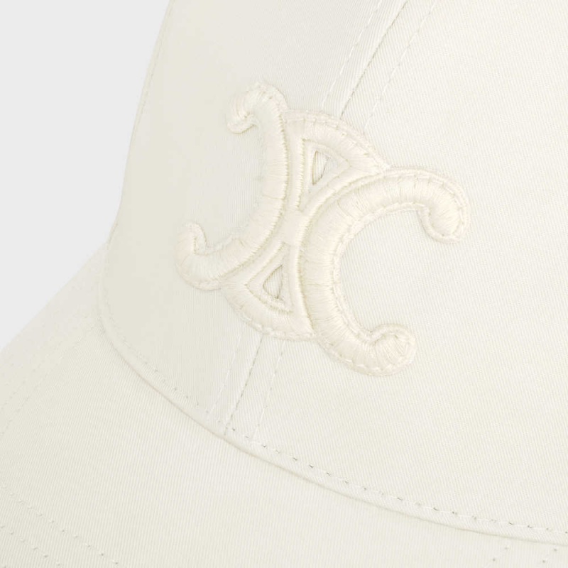 ECRU Celine TRIOMPHE BASEBALL IN COTTON Cap | CL-592357