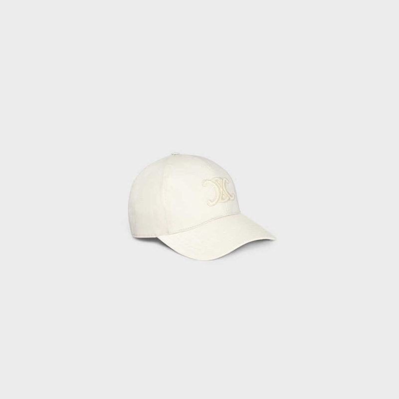 ECRU Celine TRIOMPHE BASEBALL IN COTTON Cap | CL-592357