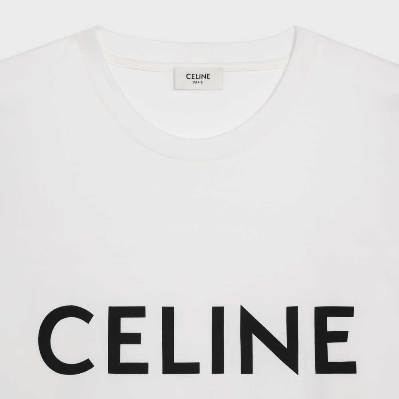 Ecru / Black Celine LOOSE IN COTTON JERSEY T-shirts | CL-592795