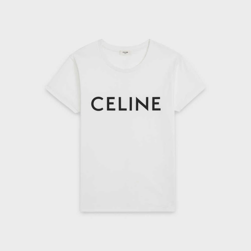 Ecru / Black Celine LOOSE IN COTTON JERSEY T-shirts | CL-592795