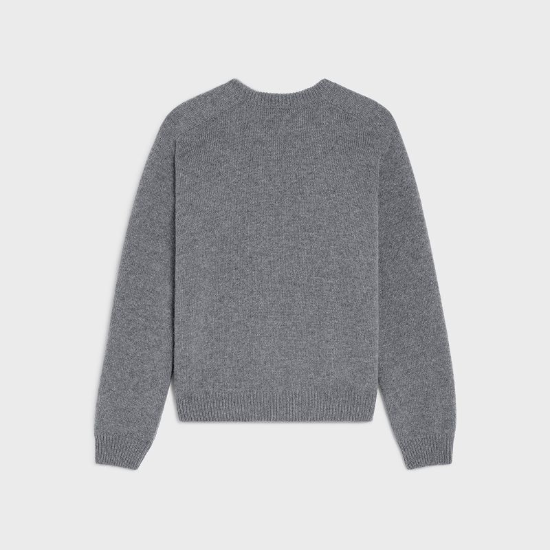 GREY / OFF WHITE Celine triomphe crew neck in cashmere wool Knitwear | CL-592098