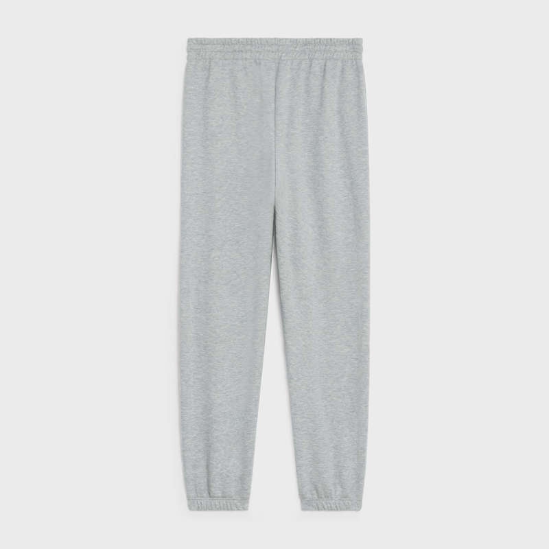 GREY / OFF WHITE Celine triomphe track in cotton and cashmere Pants | CL-592033