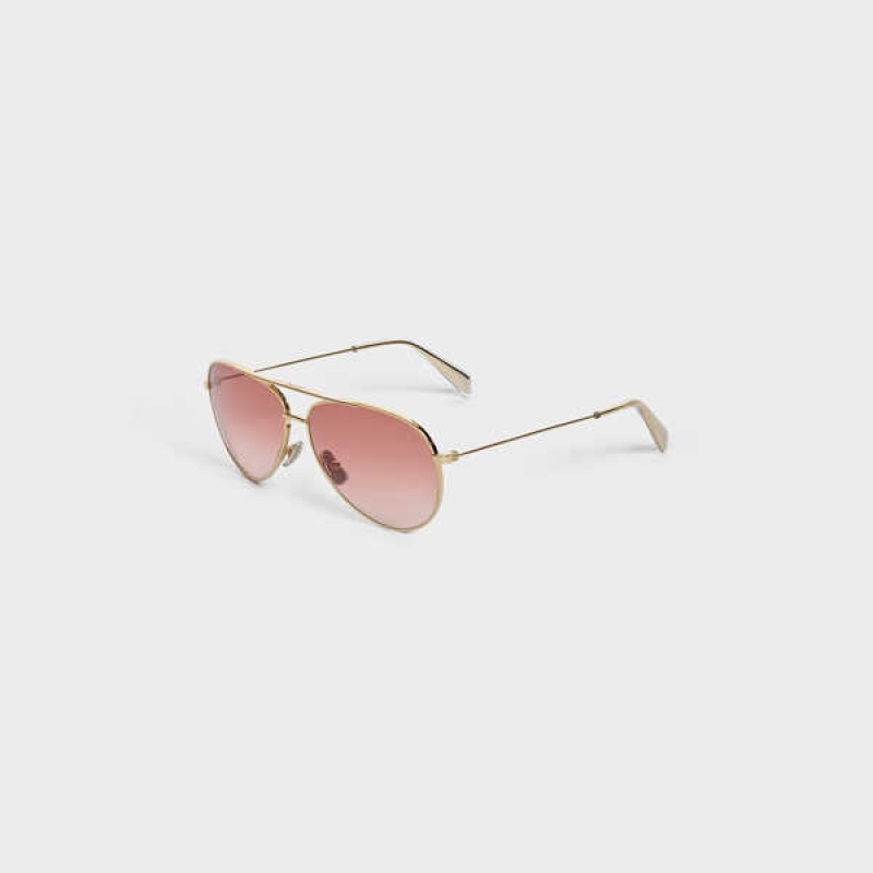 Gold/Gradient Pink Celine Metal Frame 02 in metal Sunglasses | CL-592411